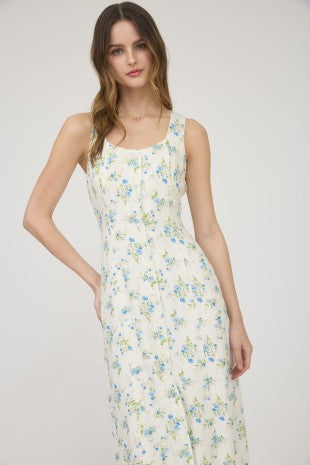 CD 3732 - Floral Sleeveless Shirt Dress