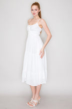 DD 1440 - Front-Tie Cinched Smocking Dress