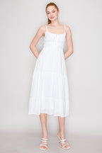 DD 1440 - Front-Tie Cinched Smocking Dress