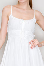 DD 1440 - Front-Tie Cinched Smocking Dress