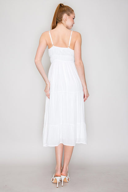 DD 1440 - Front-Tie Cinched Smocking Dress