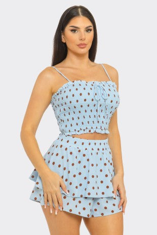 SET 097 - Shirred Polka Dot Shorts
