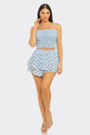 SET 097 - Shirred Polka Dot Shorts