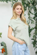 DT 1878 - Half Button Linen Top