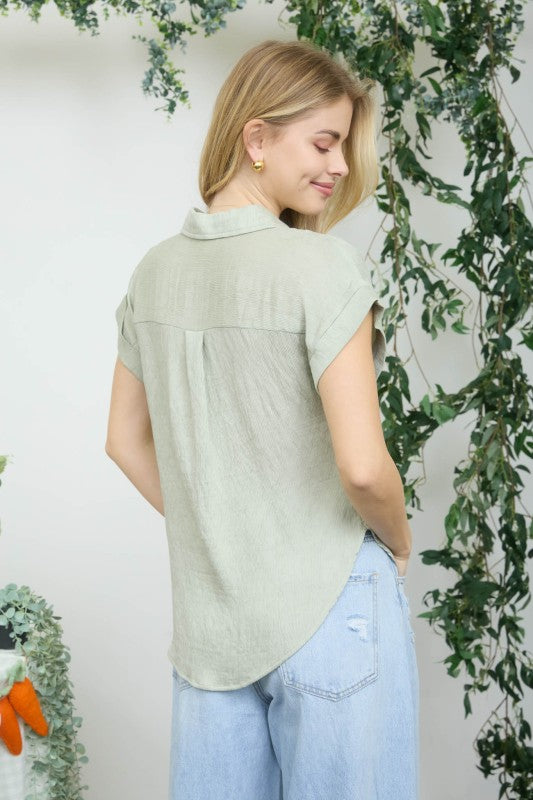 DT 1878 - Half Button Linen Top