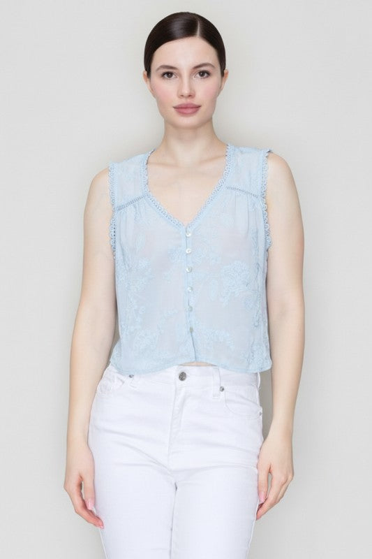 DT 1867 - Embroidered Lace Tank Top