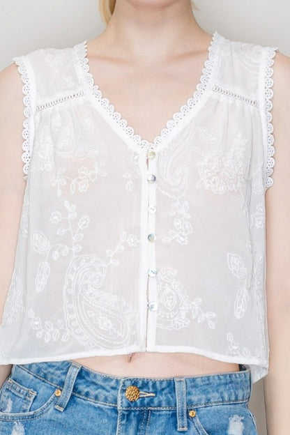 DT 1857 - Embroidered Lace Top