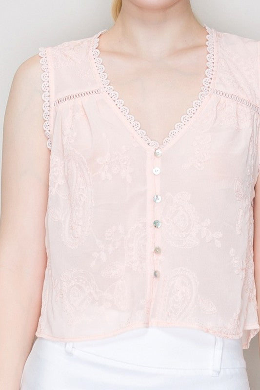 DT 1857 - Embroidered Lace Top