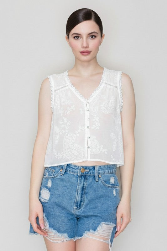 DT 1857 - Embroidered Lace Top