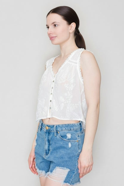 DT 1857 - Embroidered Lace Top
