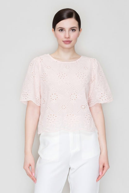 DT 1859 - Embroidered Round Neck Top