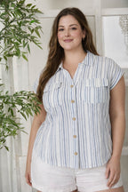 PS 015 - Short Tab Sleeve Button Up Shirt