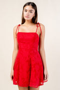 DD 1478 - Rose Texture Fit & Flare Mini Dress