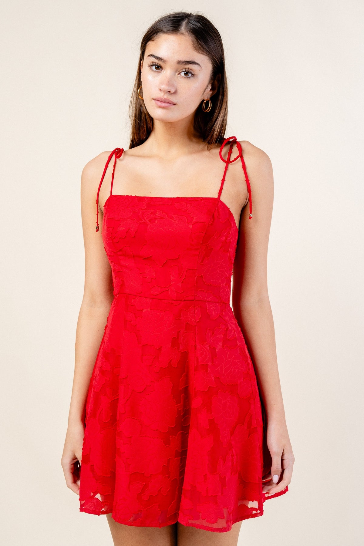 DD 1478 - Rose Texture Fit & Flare Mini Dress