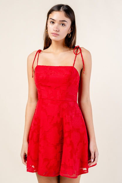DD 1478 - Rose Texture Fit & Flare Mini Dress