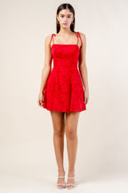 DD 1478 - Rose Texture Fit & Flare Mini Dress