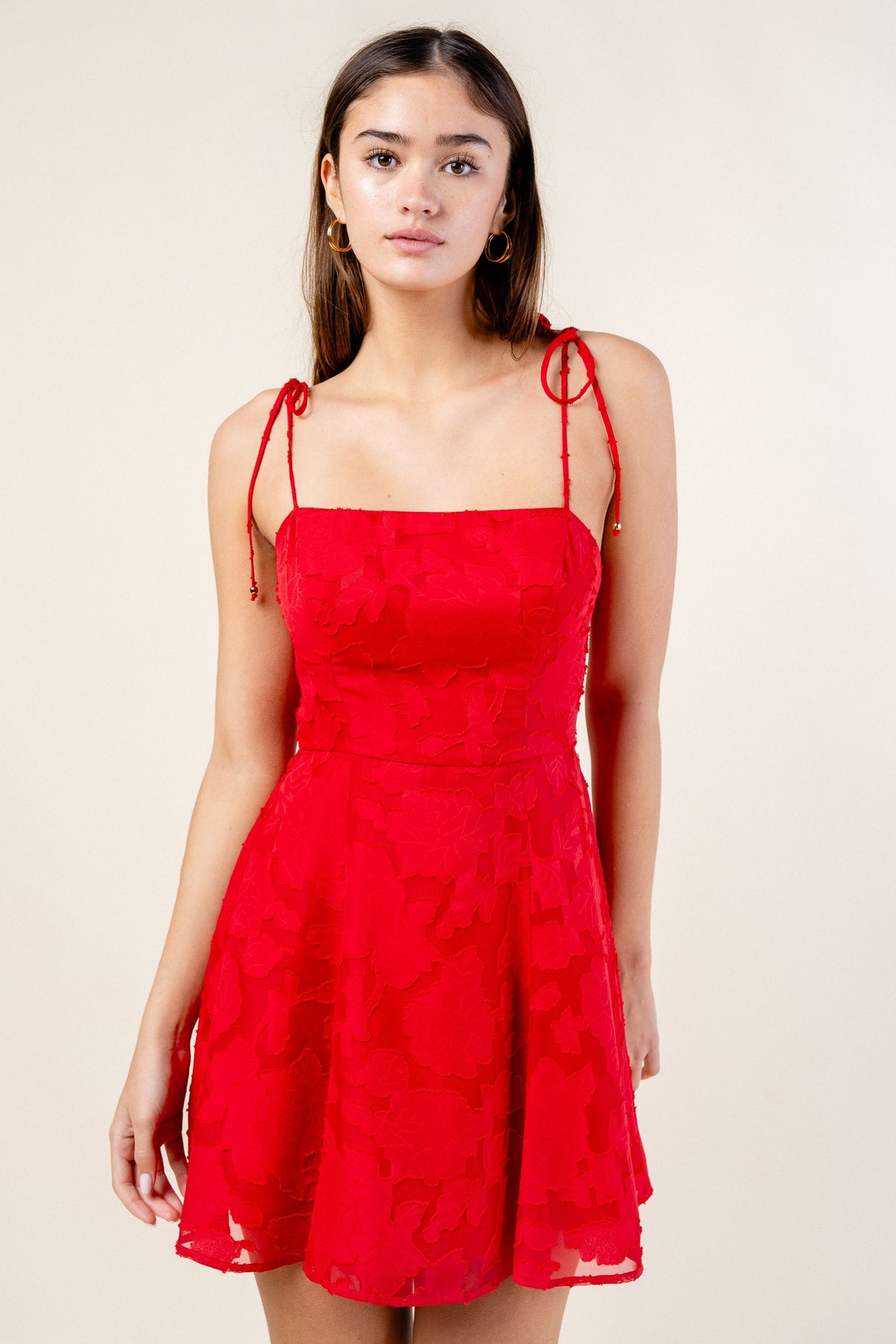 DD 1478 - Rose Texture Fit & Flare Mini Dress