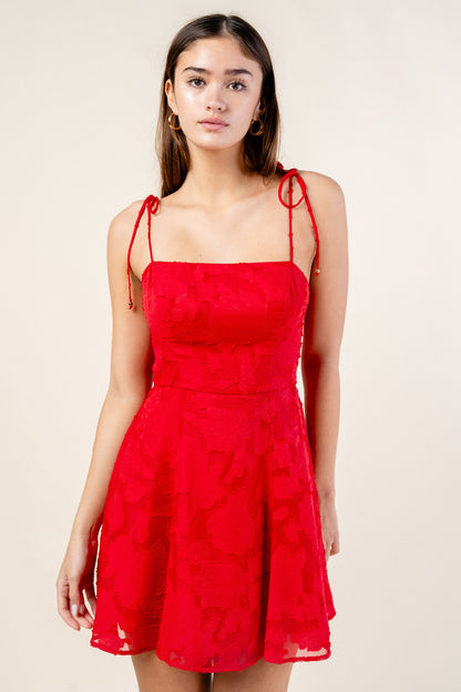 DD 1478 - Rose Texture Fit & Flare Mini Dress