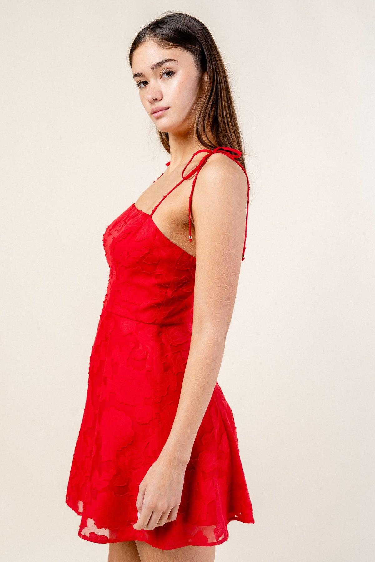 DD 1478 - Rose Texture Fit & Flare Mini Dress