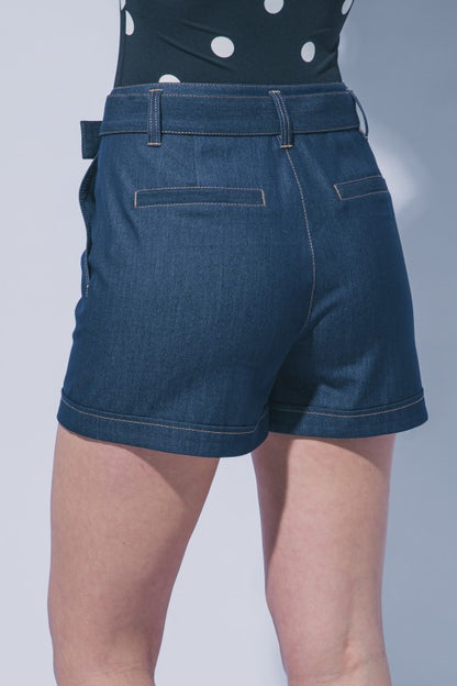 SHT 186 - Belted Denim Shorts
