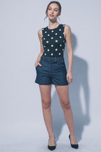 SHT 186 - Belted Denim Shorts