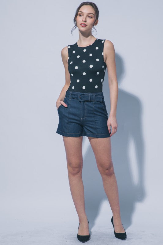 SHT 186 - Belted Denim Shorts