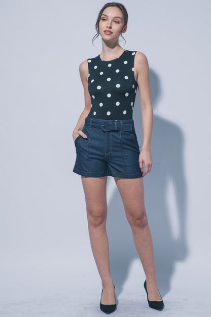 SHT 186 - Belted Denim Shorts
