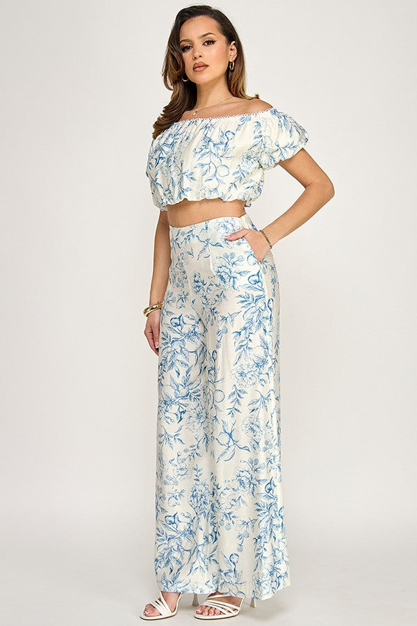 SET 099 - Printed Wide Leg Pants