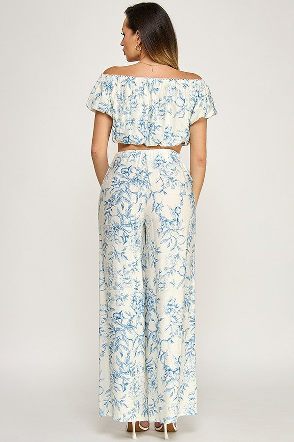 SET 099 - Printed Wide Leg Pants