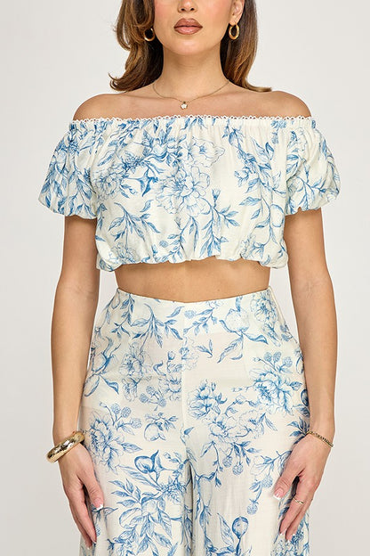 SET 098 - Printed Off Shoulder Top