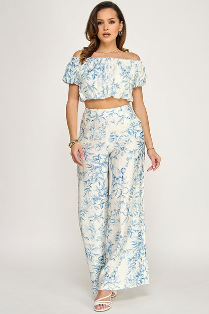 SET 098 - Printed Off Shoulder Top