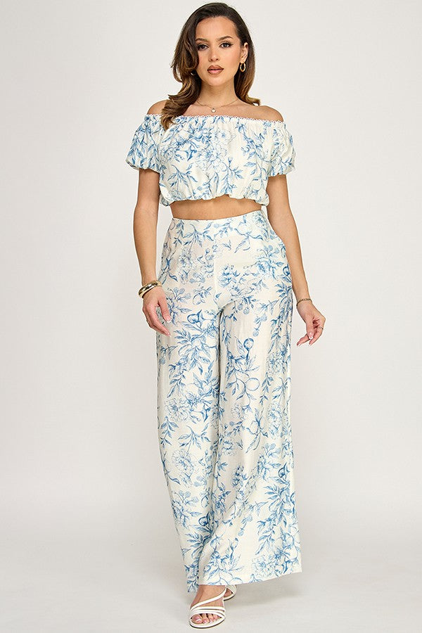 SET 099 - Printed Wide Leg Pants