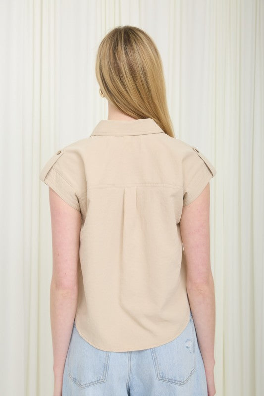 DT 1879 - Tab Sleeve Collared Button Down Shirt