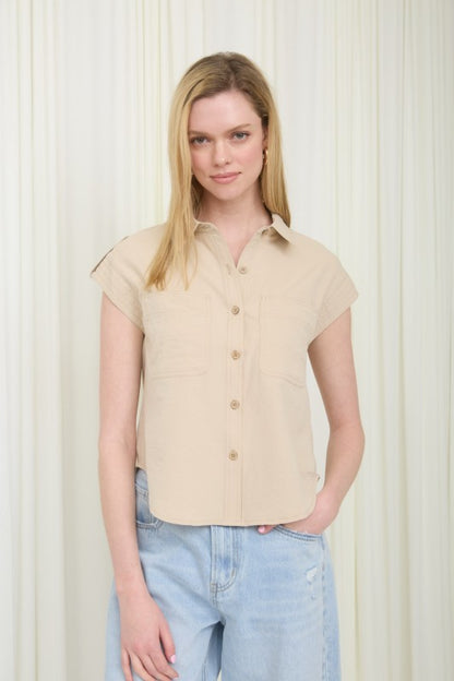 DT 1879 - Tab Sleeve Collared Button Down Shirt