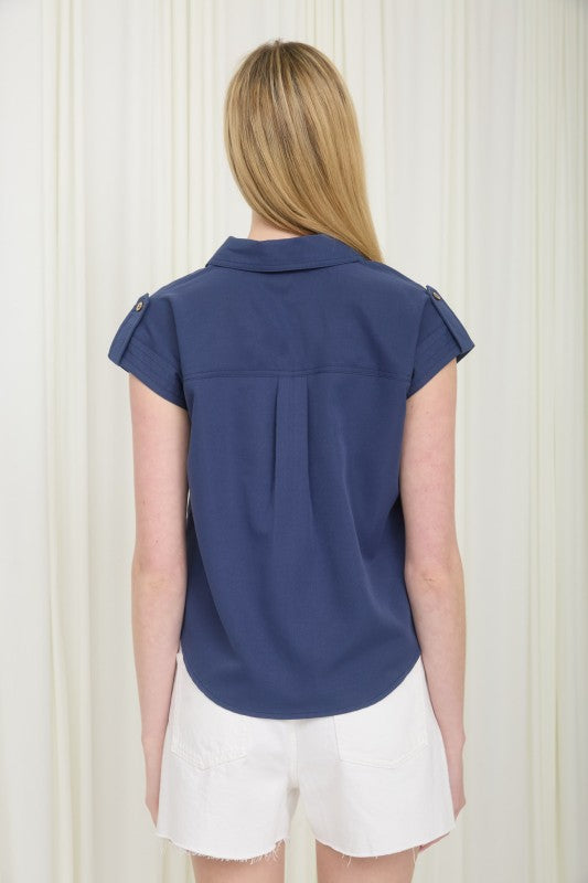 DT 1879 - Tab Sleeve Collared Button Down Shirt