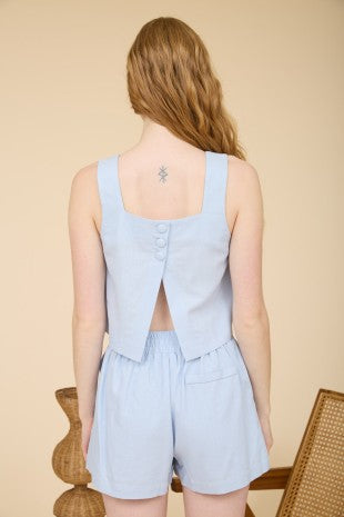 CT 2825 - Square Neck Sleeveless Linen Top