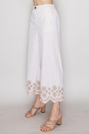 SET 091 - Embroidered Scallop Wide Leg Pants