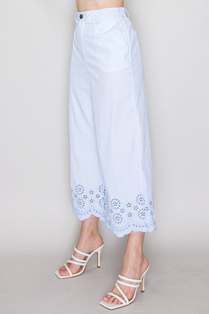 SET 051 - Embroidered Scalloped Wide Leg Pants