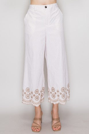SET 091 - Embroidered Scallop Wide Leg Pants