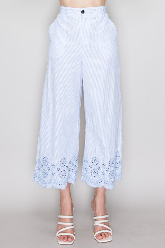 SET 051 - Embroidered Scalloped Wide Leg Pants
