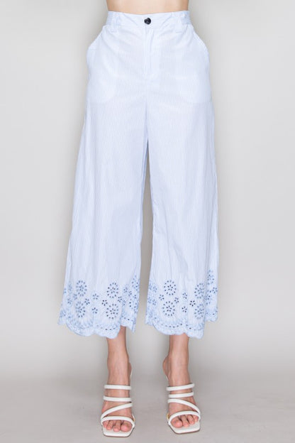 SET 051 - Embroidered Scalloped Wide Leg Pants