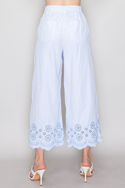 SET 051 - Embroidered Scalloped Wide Leg Pants