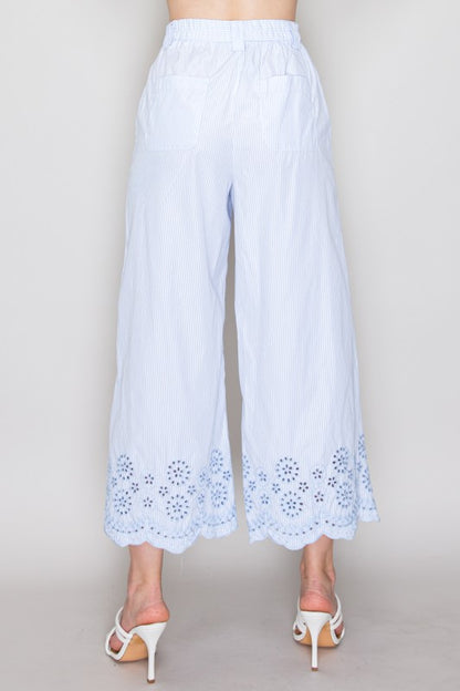 SET 051 - Embroidered Scalloped Wide Leg Pants