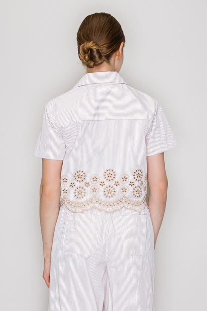 SET 090 - Short Sleeve Embroidered Top