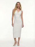 DD 1458 - Cowl Neck Golden Ring Midi Dress