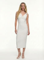 DD 1458 - Cowl Neck Golden Ring Midi Dress