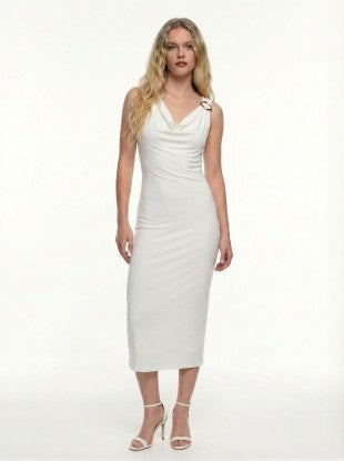 DD 1458 - Cowl Neck Golden Ring Midi Dress
