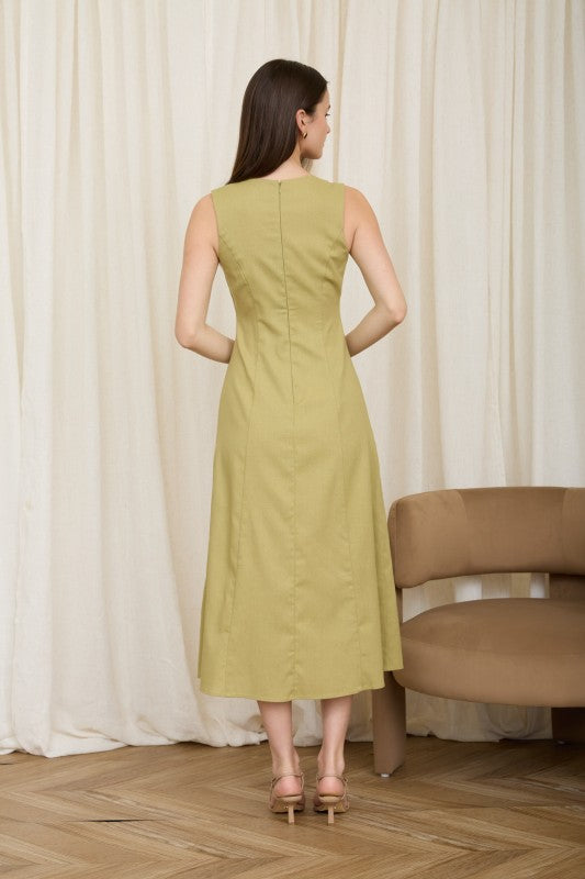DD 1396 - Button Down Split Hem Linen Dress