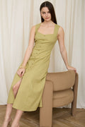 DD 1396 - Button Down Split Hem Linen Dress
