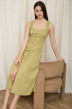 DD 1396 - Button Down Split Hem Linen Dress